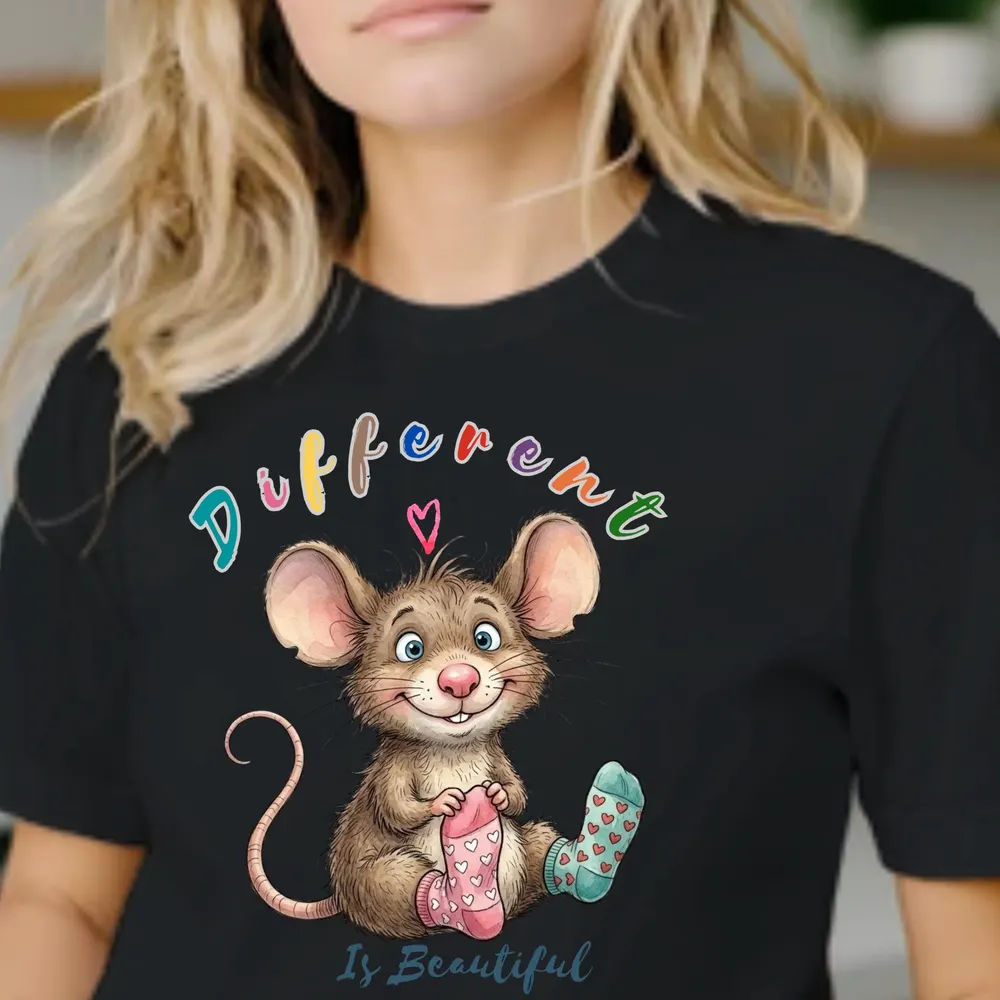 Mismatched Socks T-Shirt — hand-drawn rat design