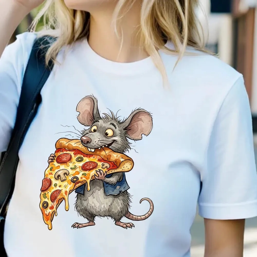 Pizza Rat T-Shirt — hand-drawn rat design