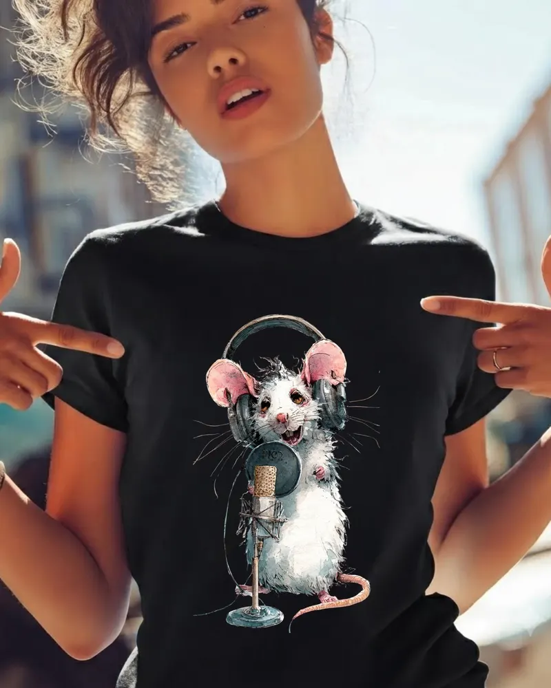 Podcaster Gift Tee — hand-drawn rat design