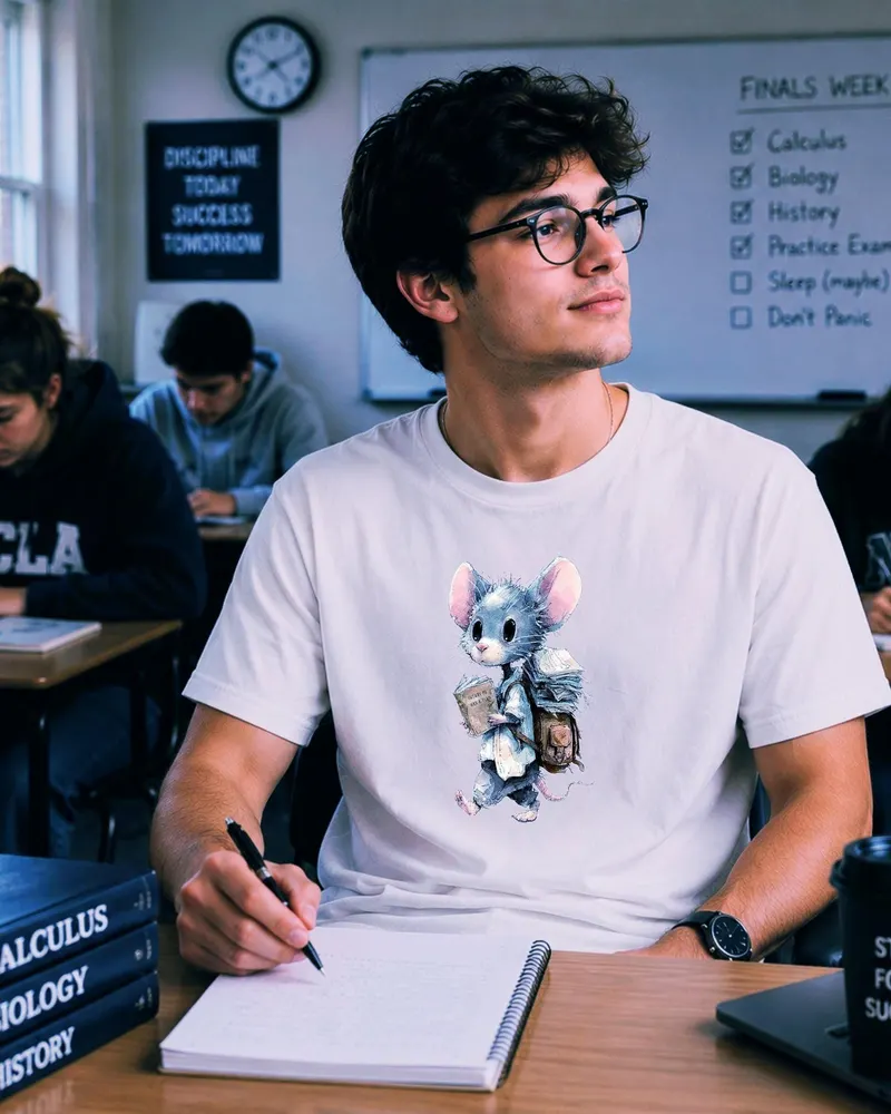 Procrastination Shirt — hand-drawn rat design by ArtDesignByNora