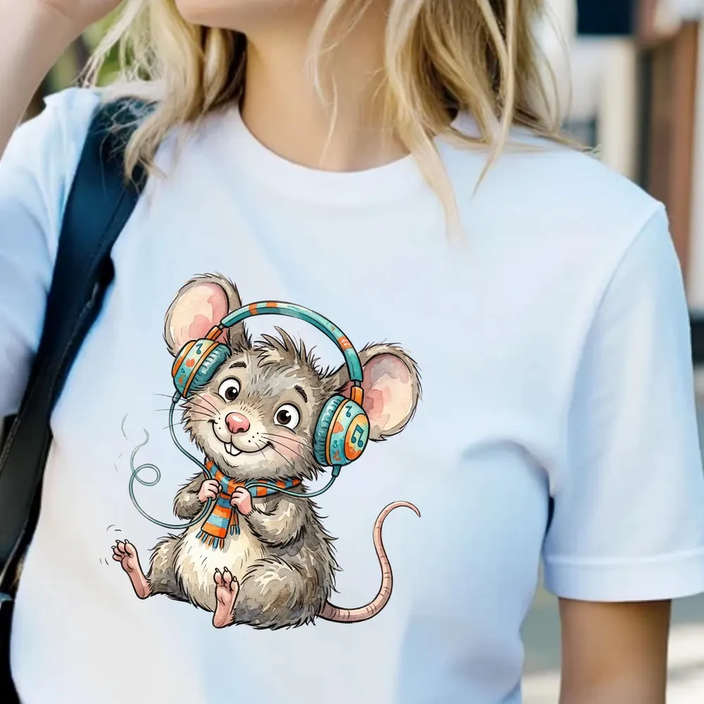 Rat Headphones Shirt — hand-drawn rat design