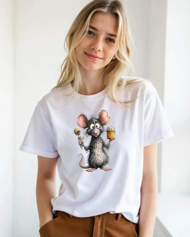 Rice Lover Shirt — hand-drawn rat design by ArtDesignByNora