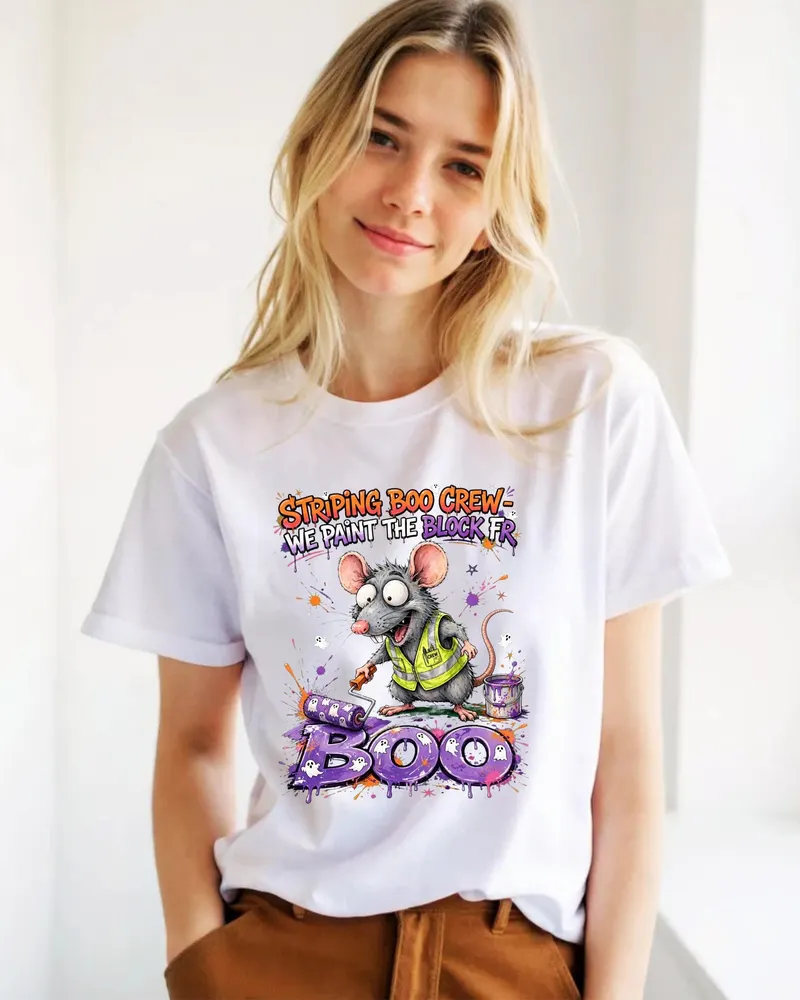 Road Striping Halloween Shirt β hand-drawn rat design