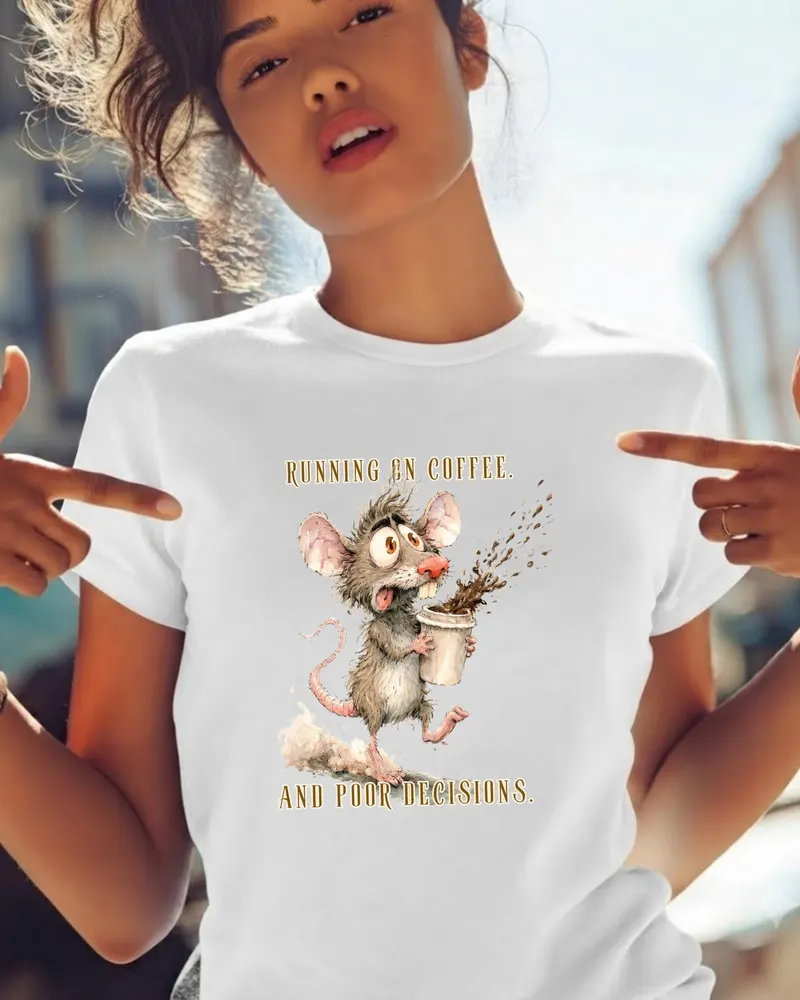 Coffee Lover Tee — hand-drawn rat design