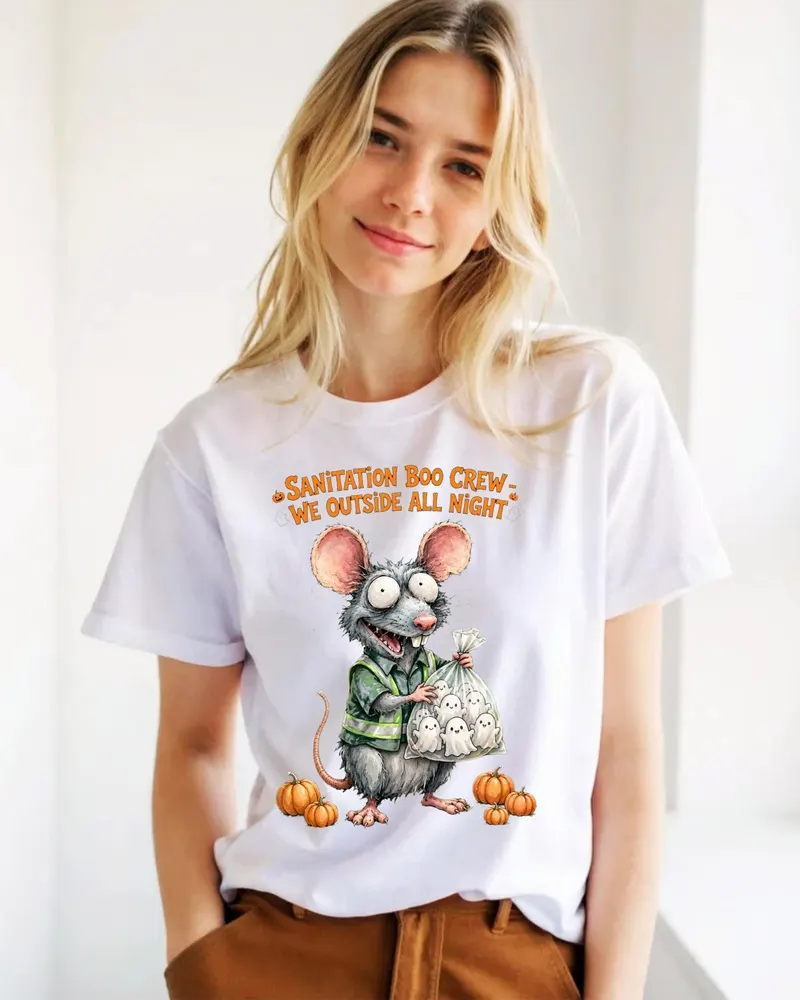 Sanitation Worker Halloween Shirt — hand-drawn rat design