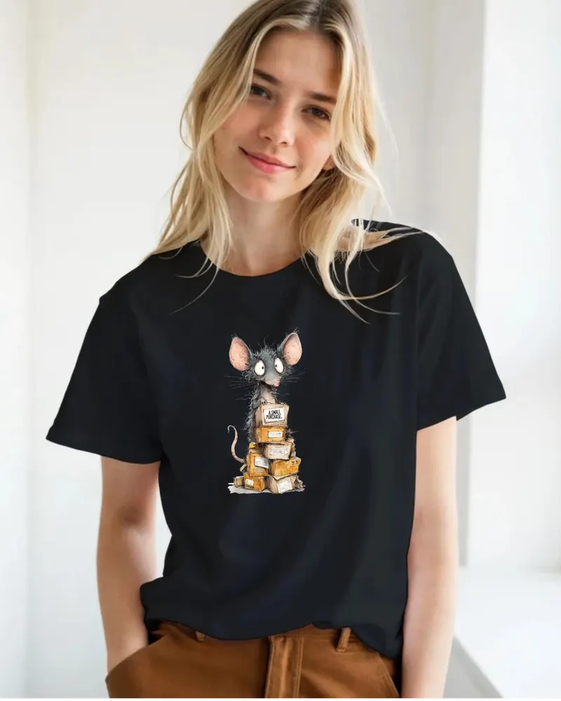 Shopping Shirt — hand-drawn rat design by ArtDesignByNora