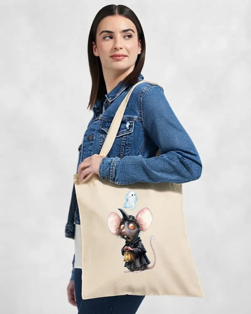 Spooky Halloween Tote Bag ā hand-drawn rat design