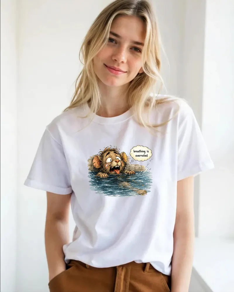 Swimmer Shirt — hand-drawn rat design