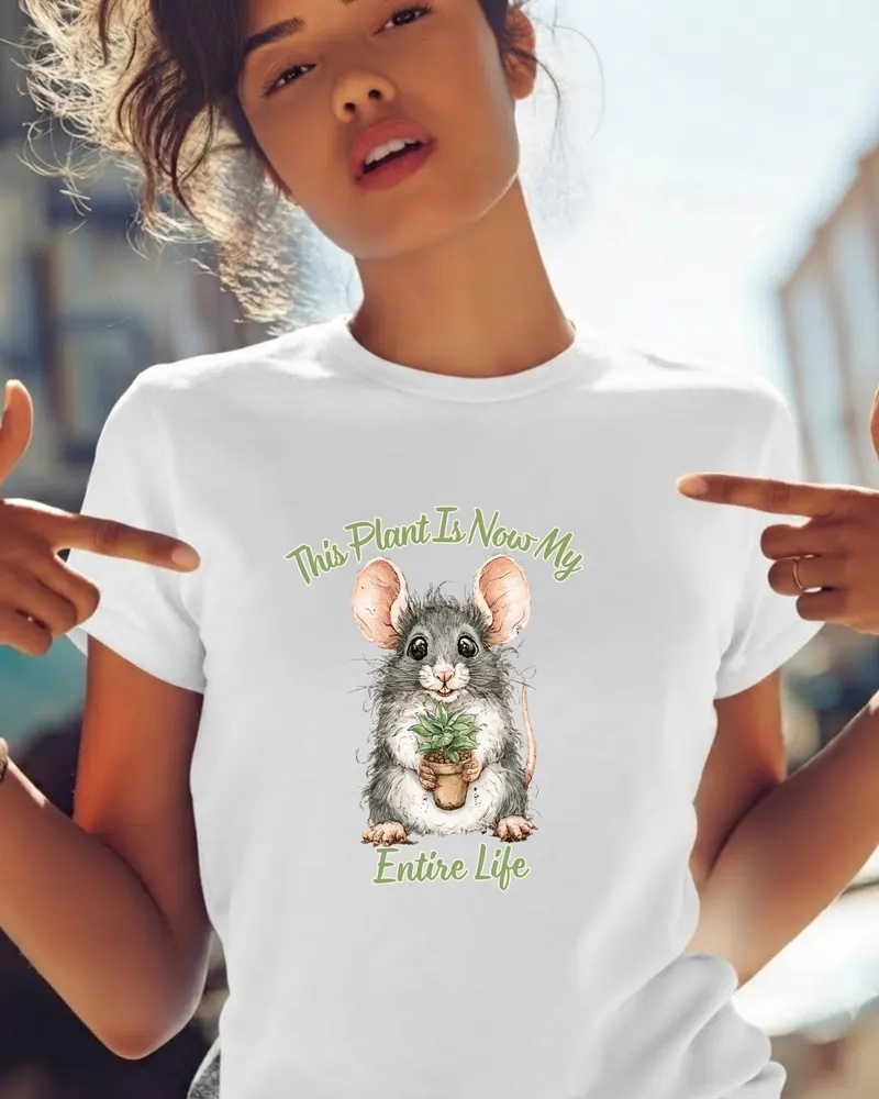 Plant Lover Shirt — hand-drawn rat design
