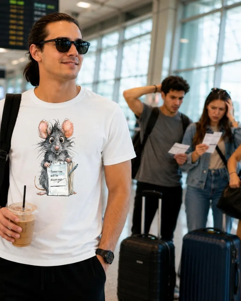Procrastination Shirt — hand-drawn rat design