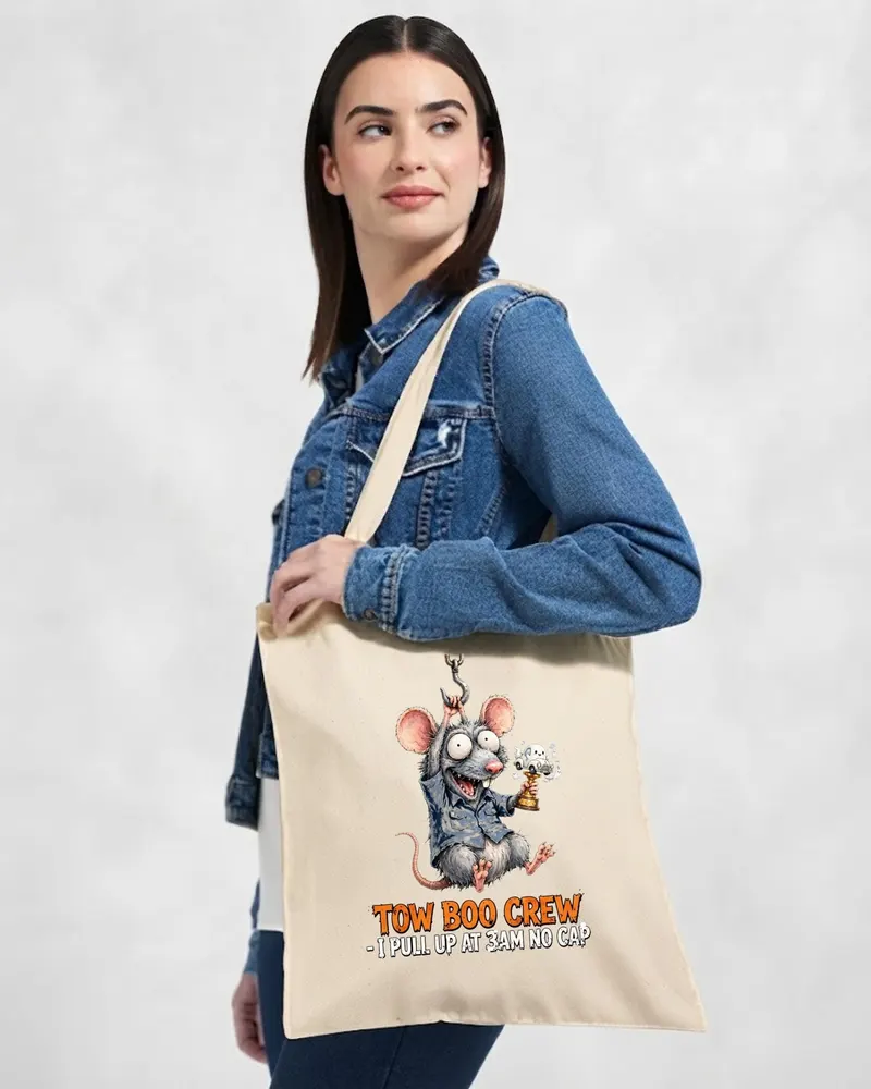Tow Truck Halloween Tote Bag — hand-drawn rat design