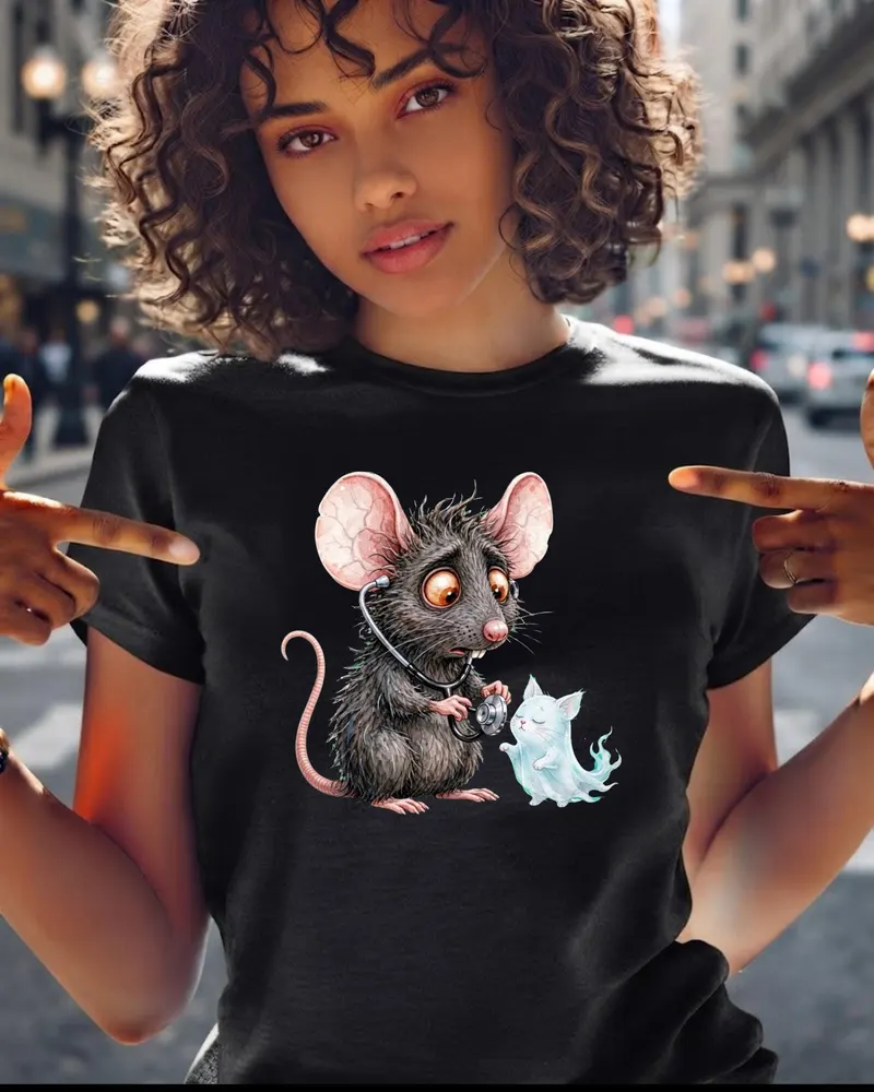 Vet Tech Halloween Shirt — hand-drawn rat design by ArtDesignByNora