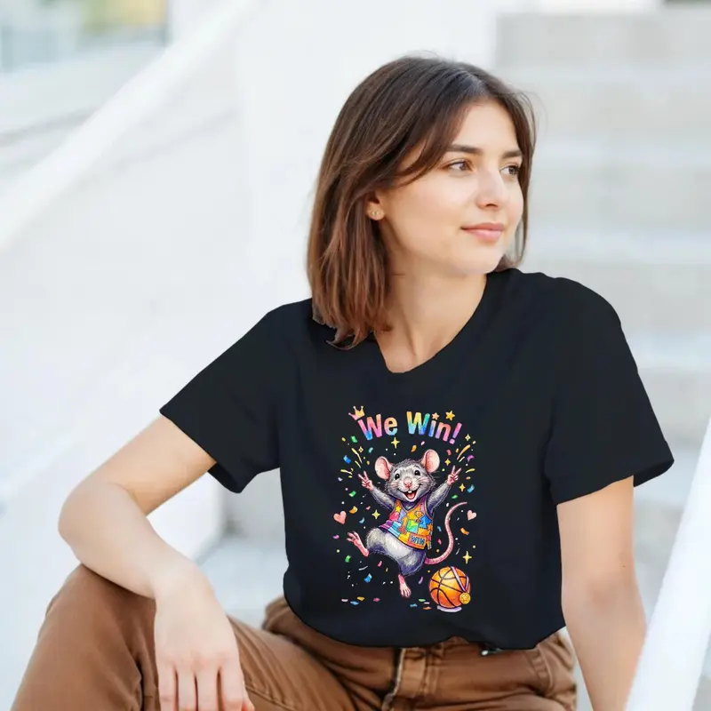 We Win! Basketball Rat T-Shirt — view 10