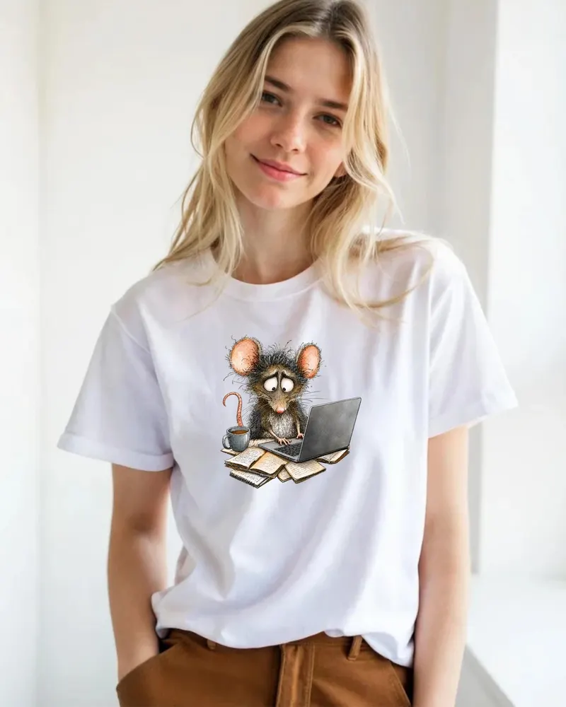 Work From Home Shirt — hand-drawn rat design