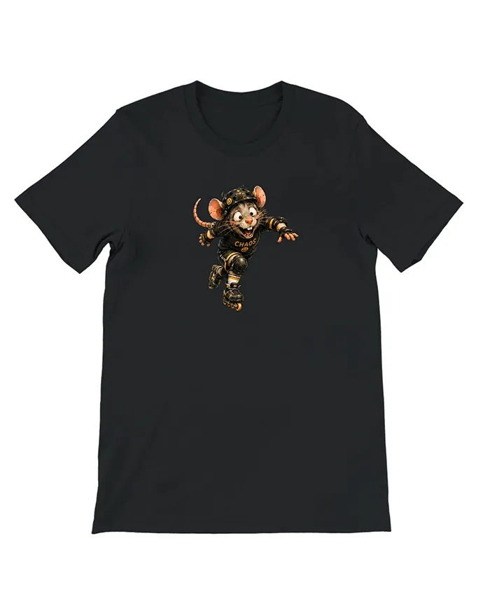 Hand-drawn black and white rat t-shirt β Chaos Skater Rat Tee β view 9