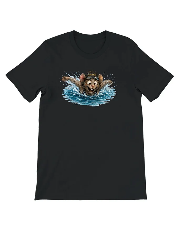Hand-drawn black and white rat t-shirt β Chaos Swimmer Rat Tee β view 9